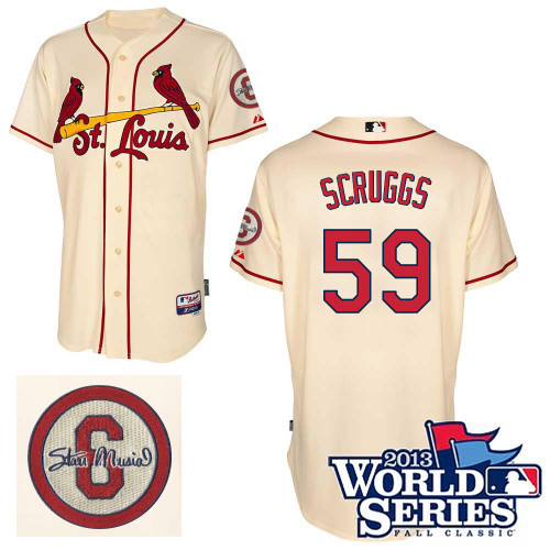 Xavier Scruggs #59 Youth Baseball Jersey-St Louis Cardinals Authentic Commemorative Musial 2013 World Series MLB Jersey
